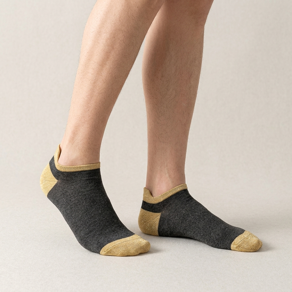Graphite Sand Heel Tab wearing legs
