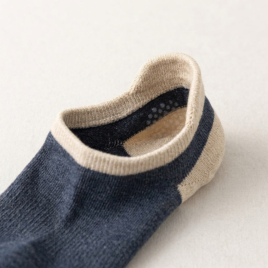 Indigo Cream Heel Tab pattern closeup