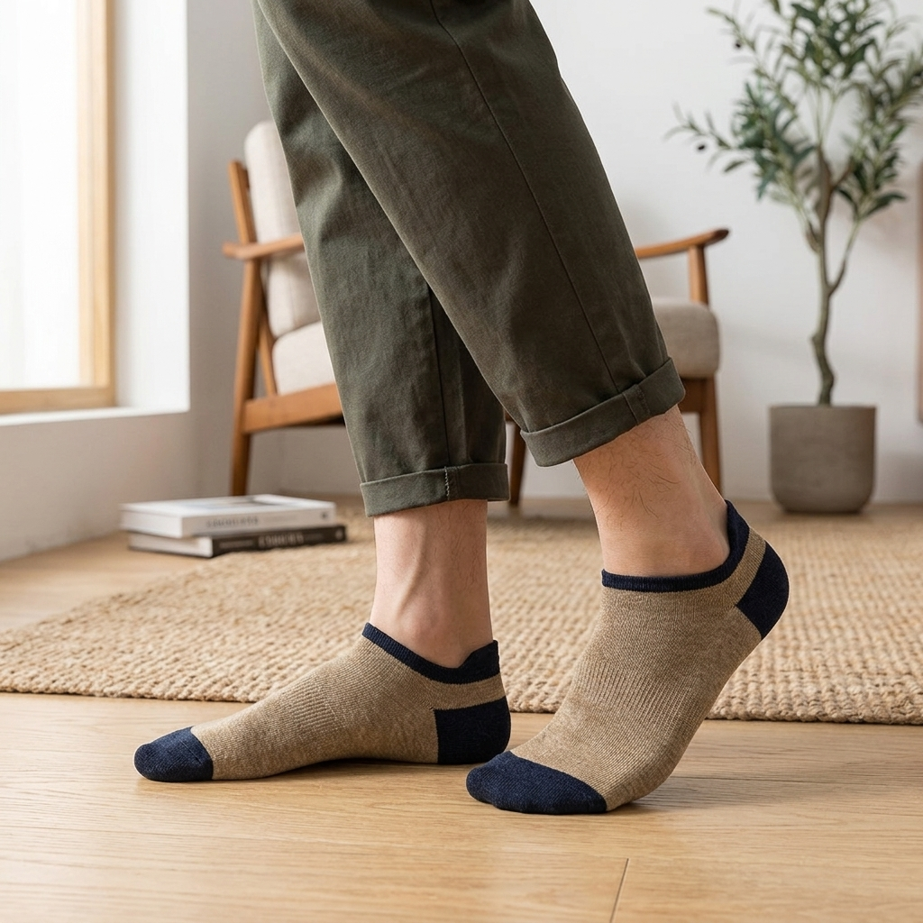 Sand Navy Heel Tab lifestyle 1