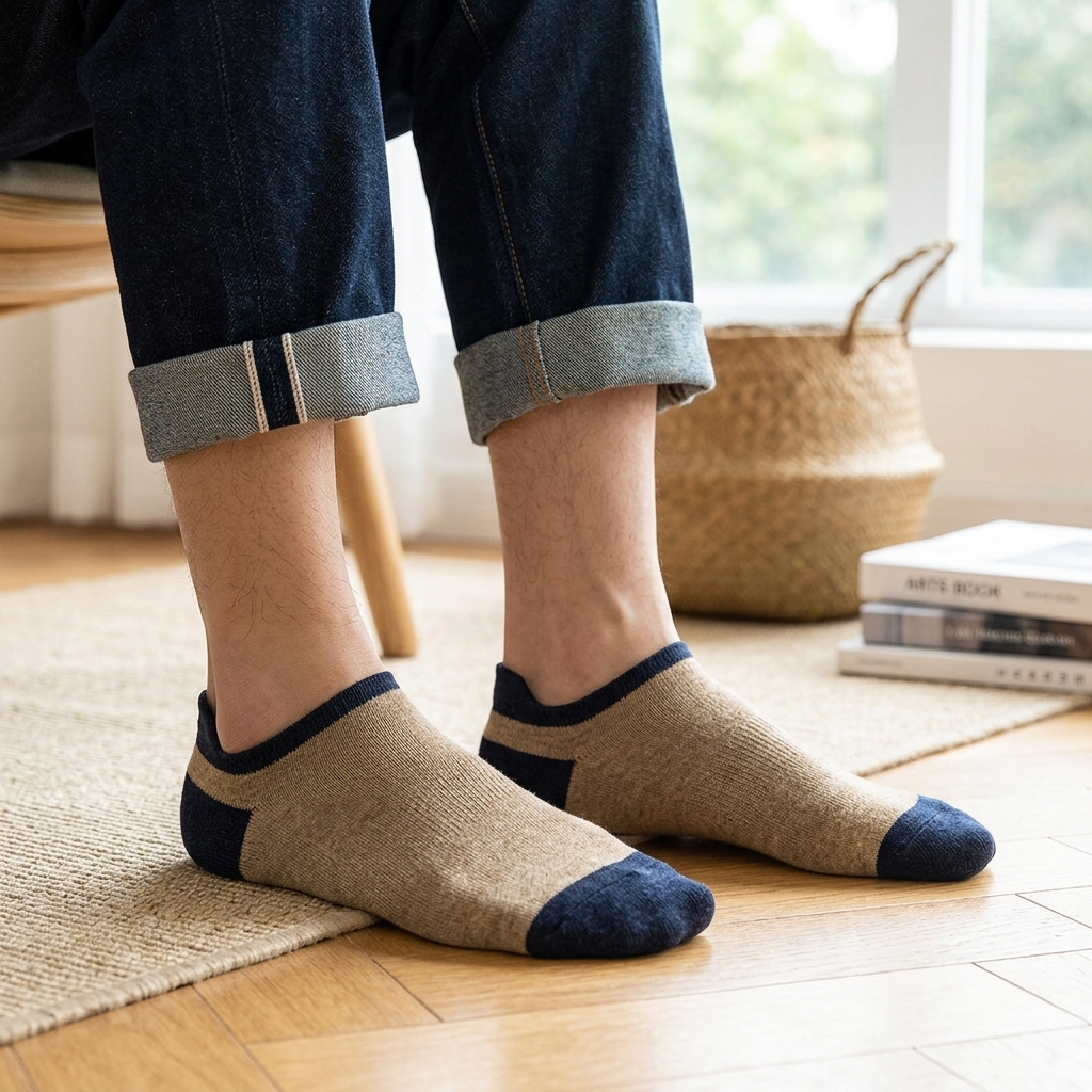 Sand Navy Heel Tab lifestyle 2